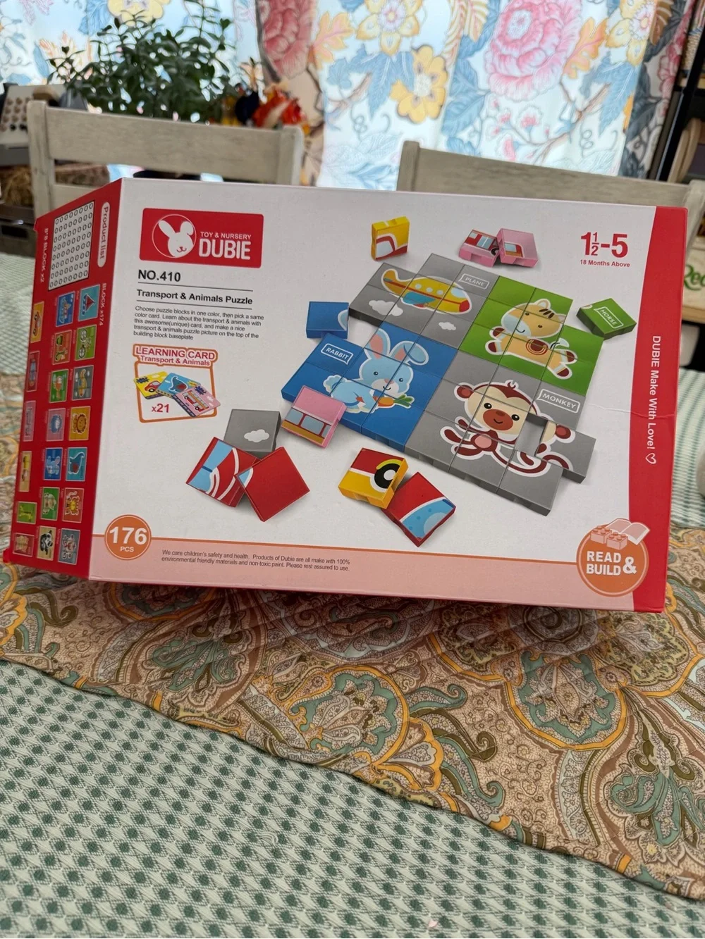 New Dubie Educational Puzzle Blocks Learning Cards Animals Transportation 176 Pc